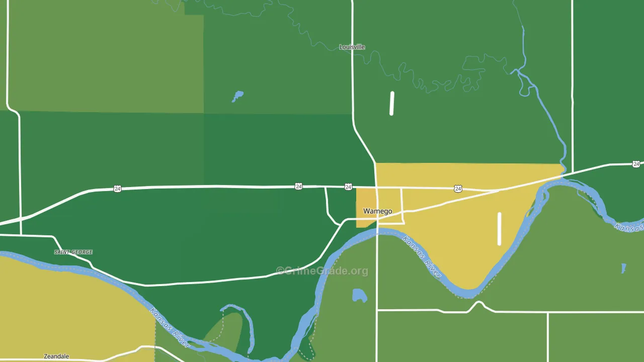 Wamego, KS Map of Vehicle Theft Rates