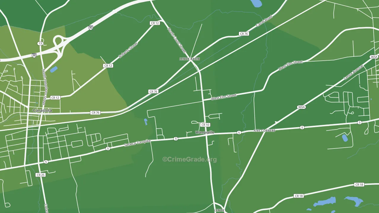 Wampsville, NY Map of Vehicle Theft Rates