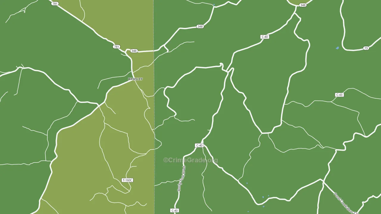 Wamsley, OH Map of Vehicle Theft Rates
