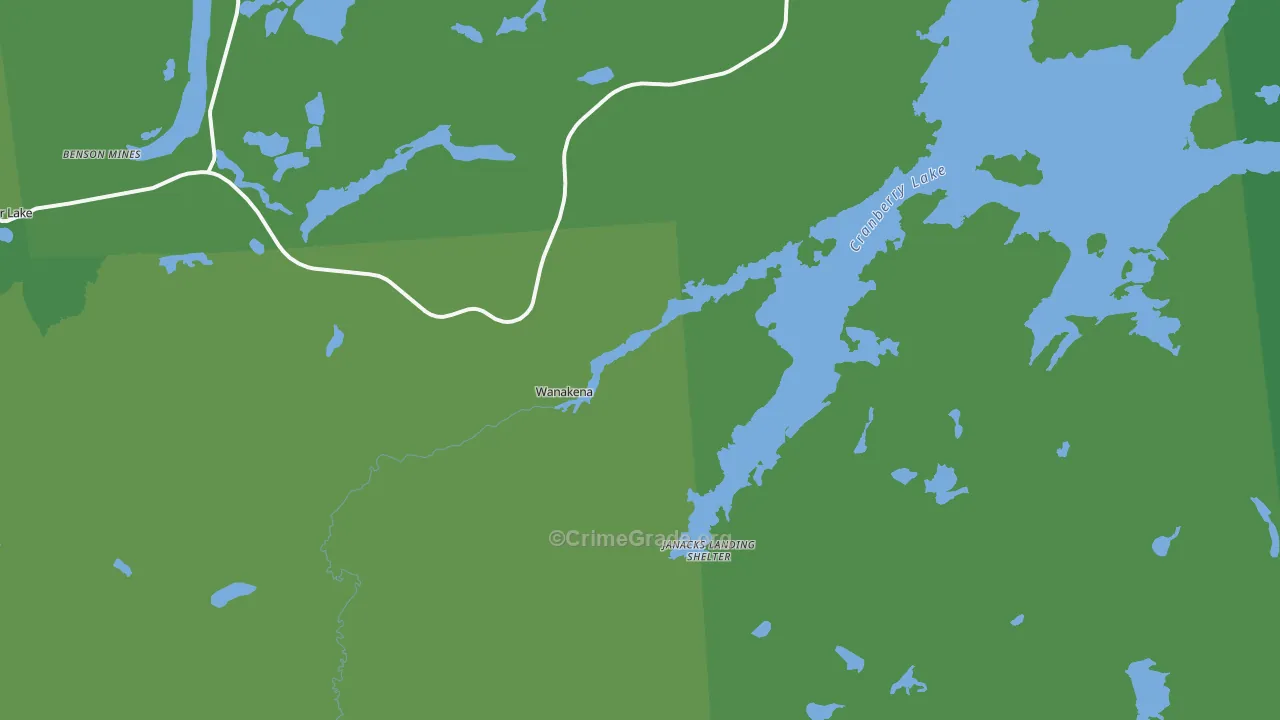 Wanakena, NY Map of Vehicle Theft Rates