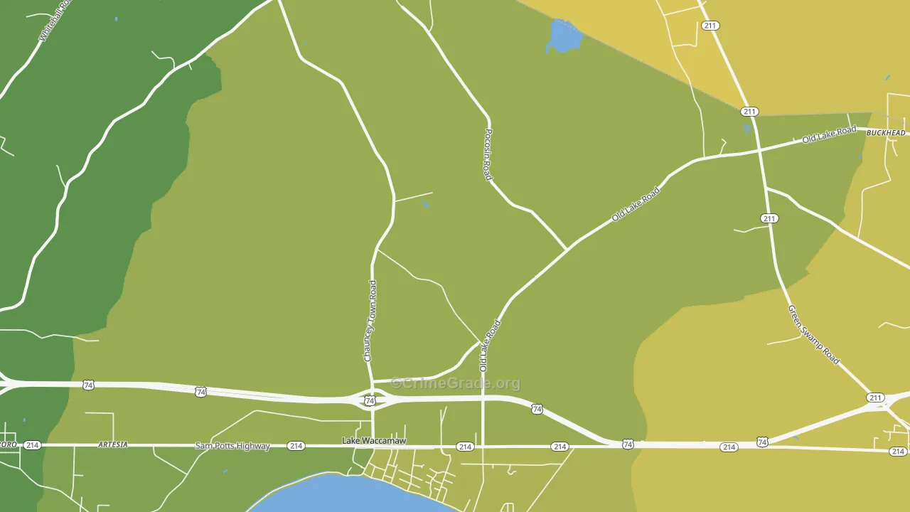 Wananish, NC Map of Vehicle Theft Rates