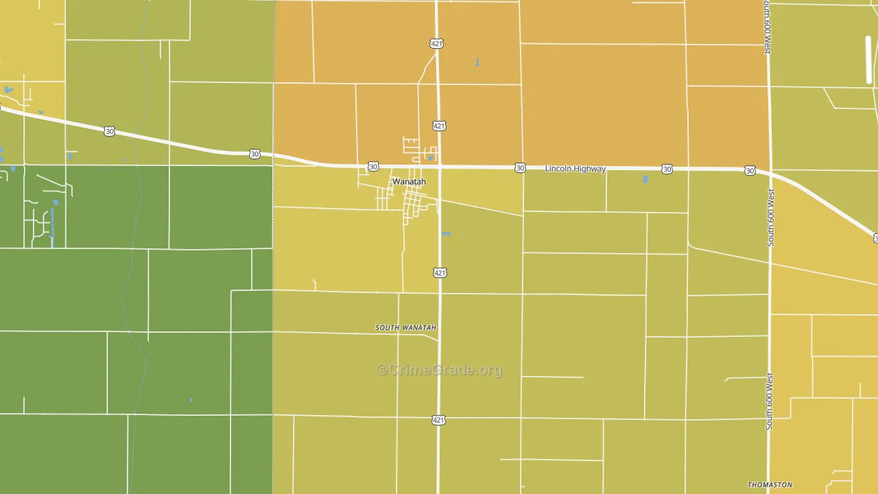 Wanatah, IN Map of Vehicle Theft Rates
