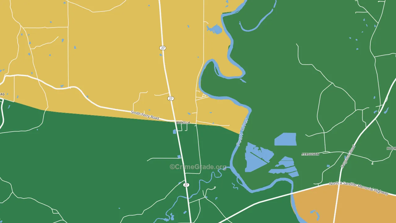 Wanilla, MS Map of Vehicle Theft Rates