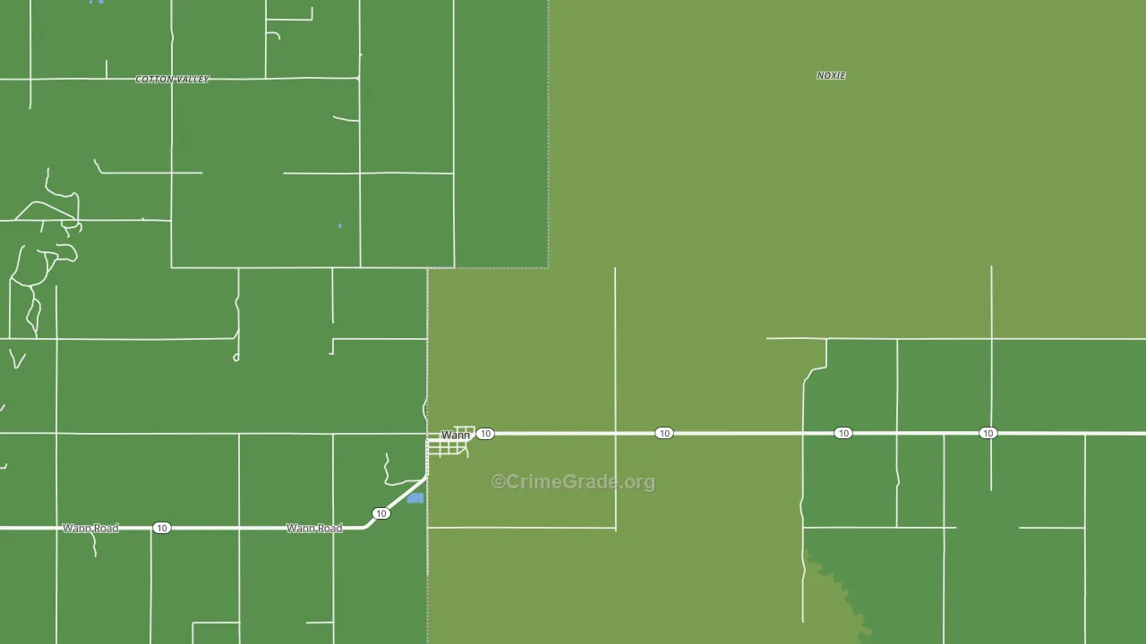 Wann, OK Map of Vehicle Theft Rates