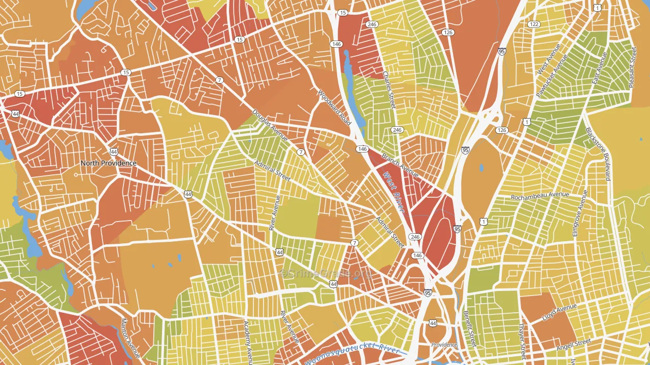 Wanskuck, Providence, RI Map of Vehicle Theft Rates