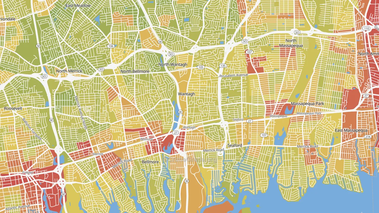 Wantagh, NY Map of Vehicle Theft Rates