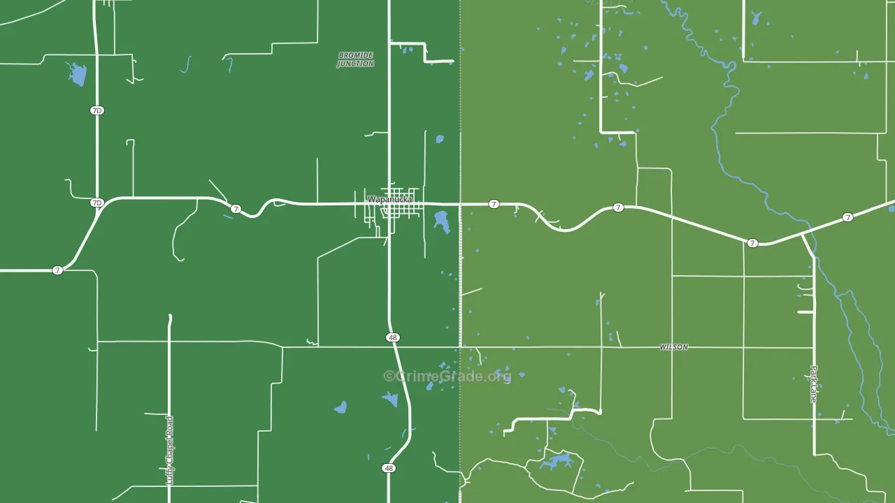 Wapanucka, OK Map of Vehicle Theft Rates
