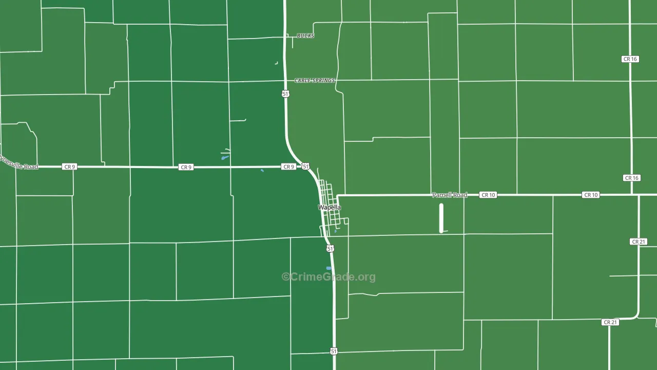 Wapella, IL Map of Vehicle Theft Rates