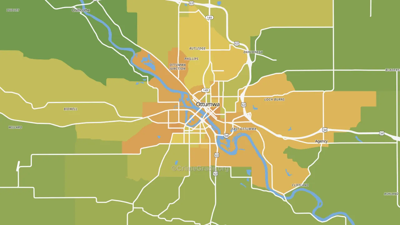 Wapello County, IA Map of Vehicle Theft Rates