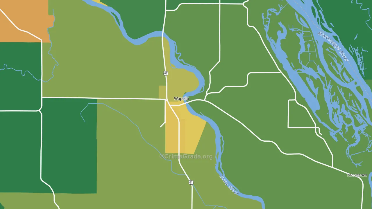 Wapello, IA Map of Vehicle Theft Rates