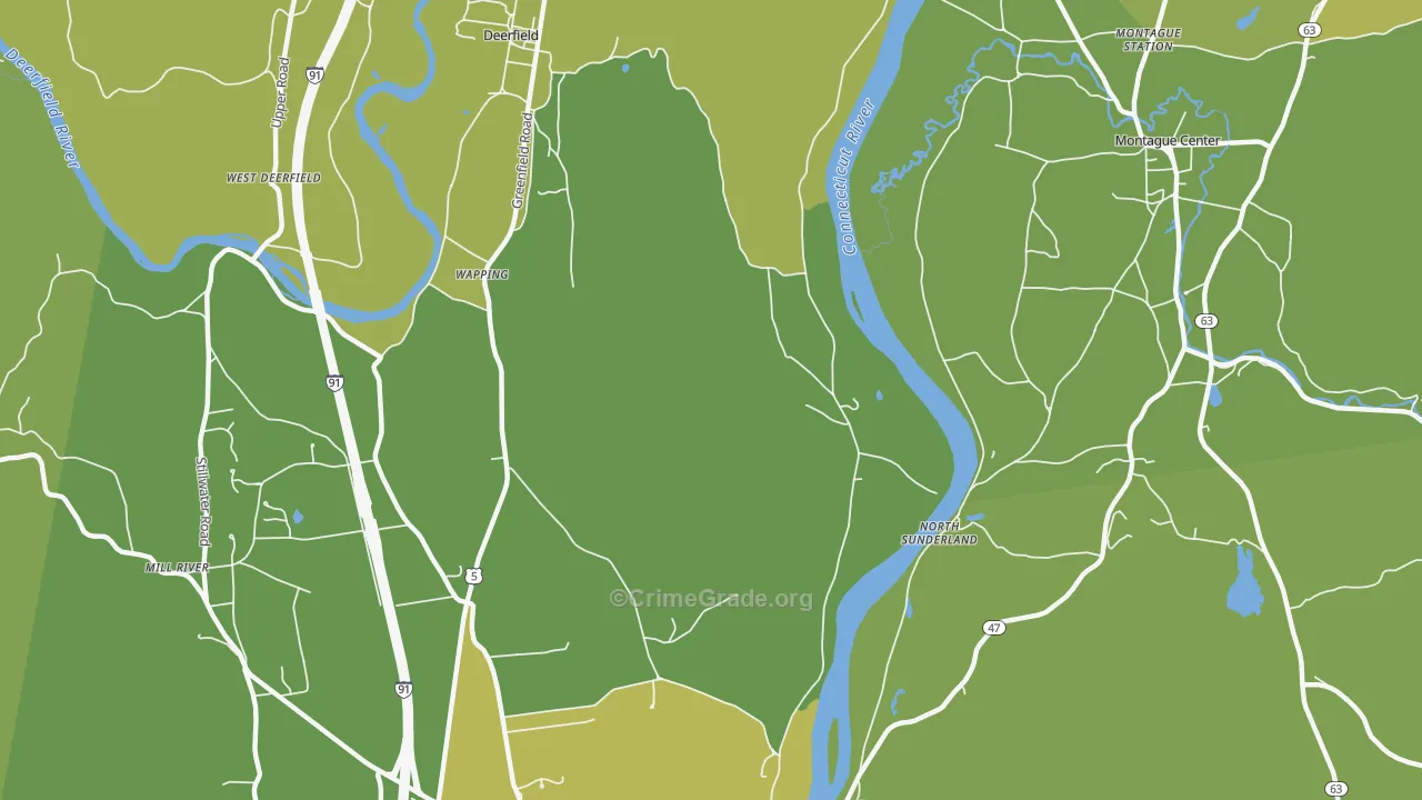 Wapping, MA Map of Vehicle Theft Rates