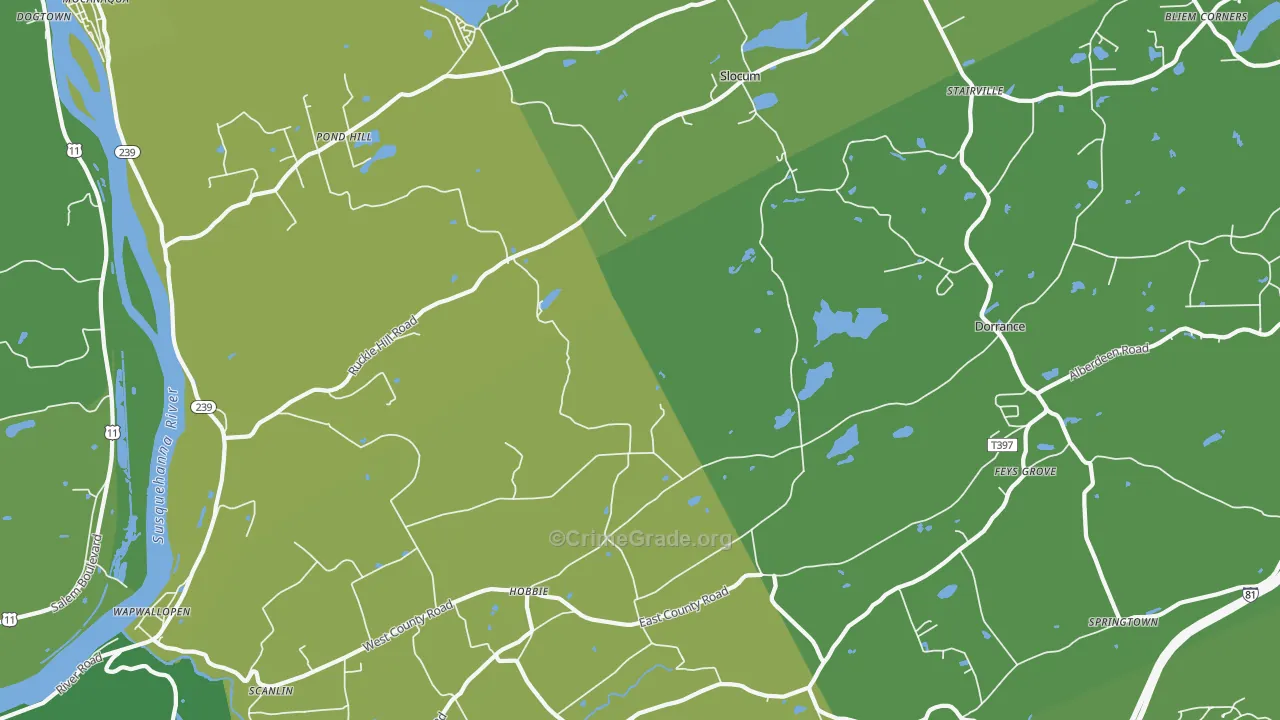 Wapwallopen, PA Map of Vehicle Theft Rates