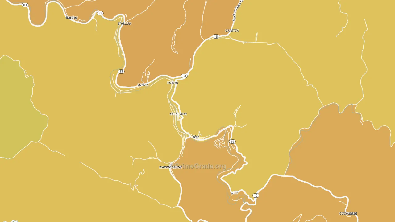 War, WV Map of Vehicle Theft Rates