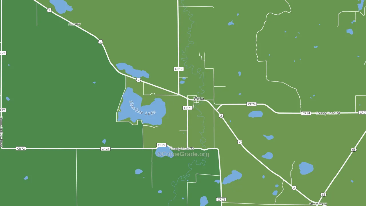 Warba, MN Map of Vehicle Theft Rates