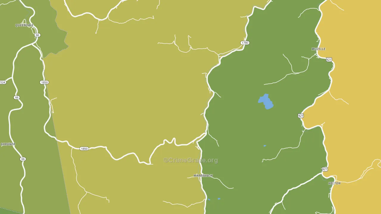 Warbranch, KY Map of Vehicle Theft Rates