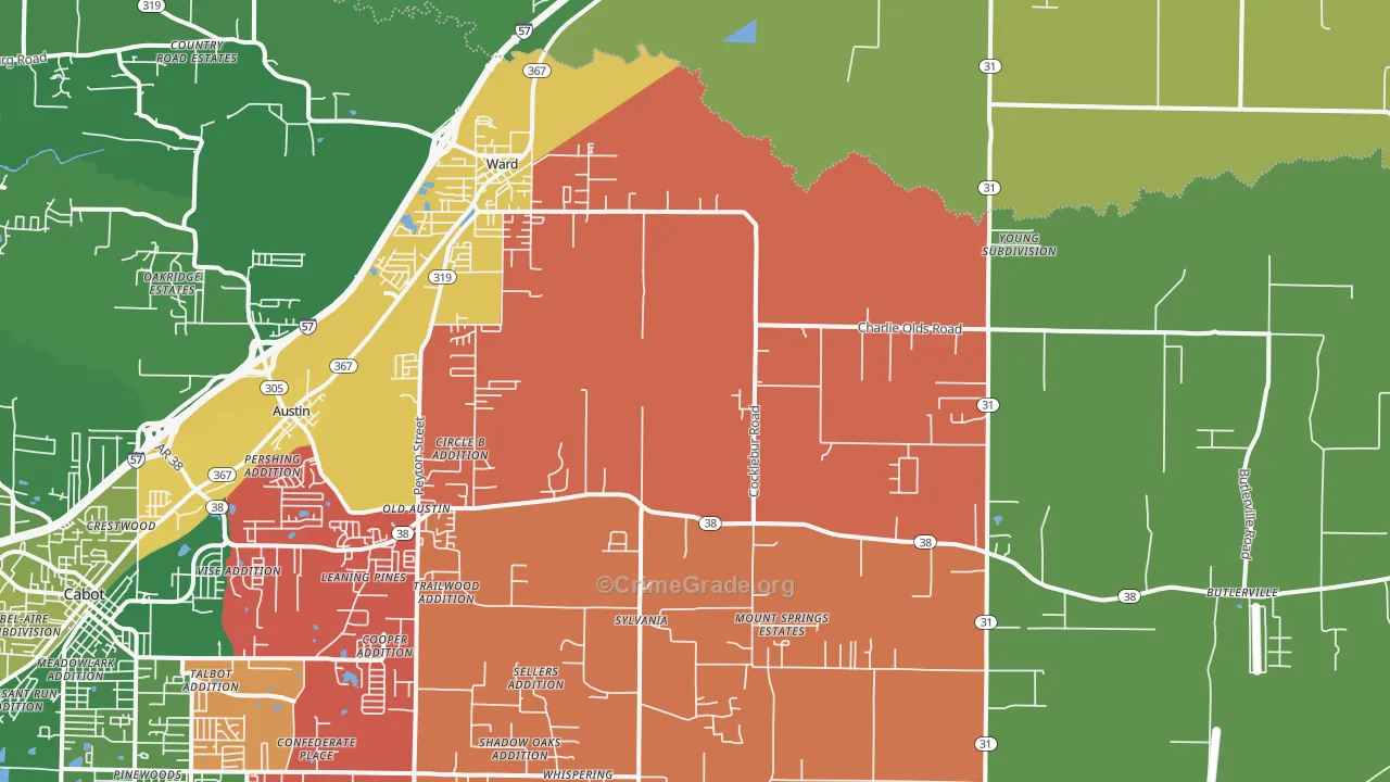 Ward, AR Map of Vehicle Theft Rates