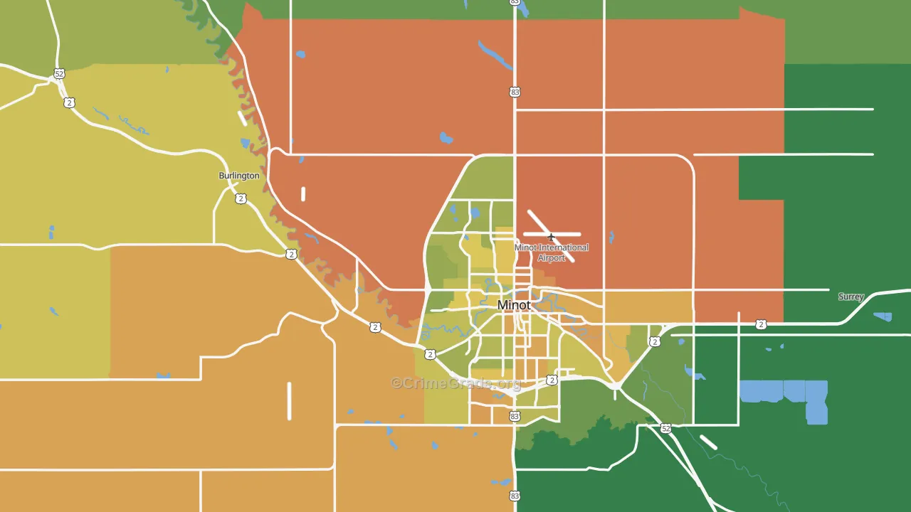 Ward County, ND Map of Vehicle Theft Rates