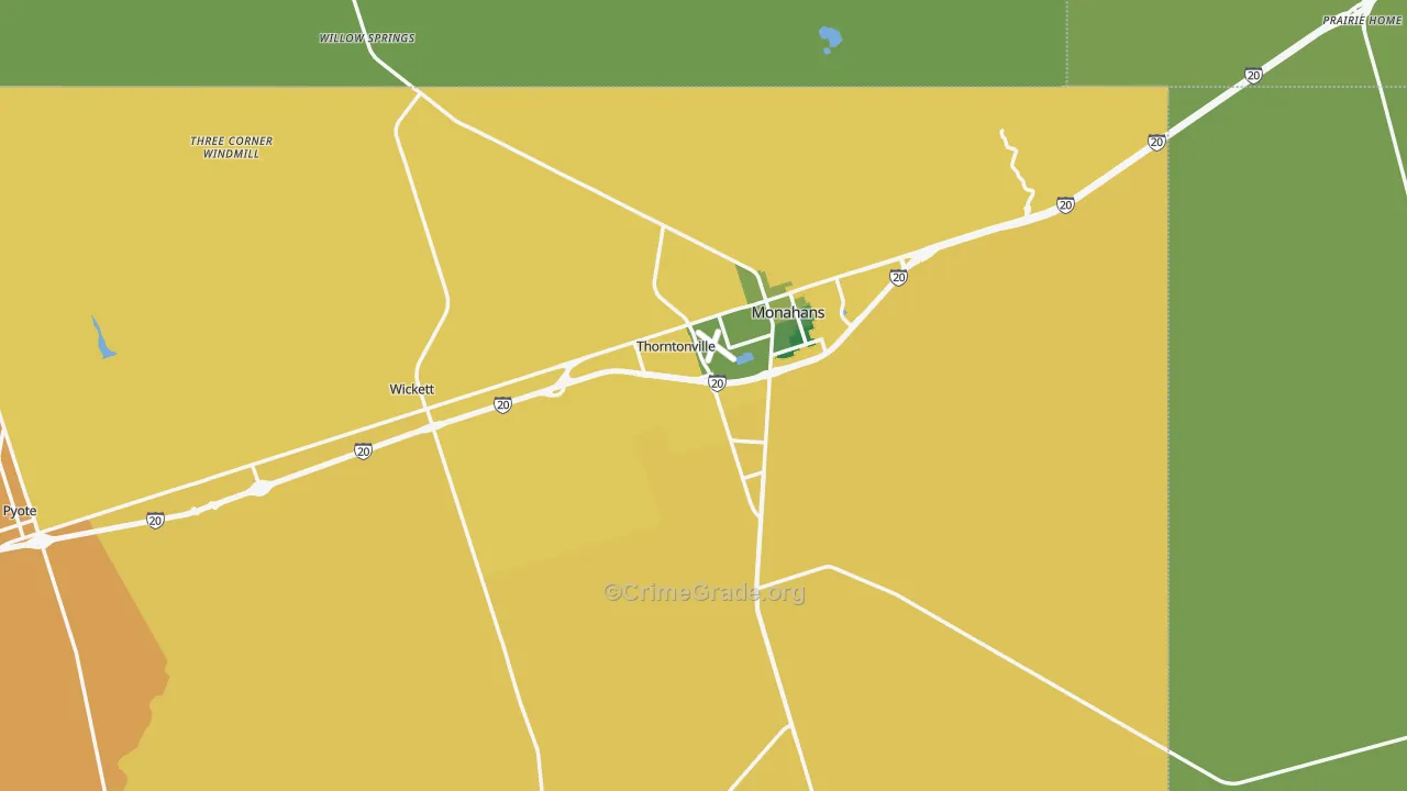 Ward County, TX Map of Vehicle Theft Rates