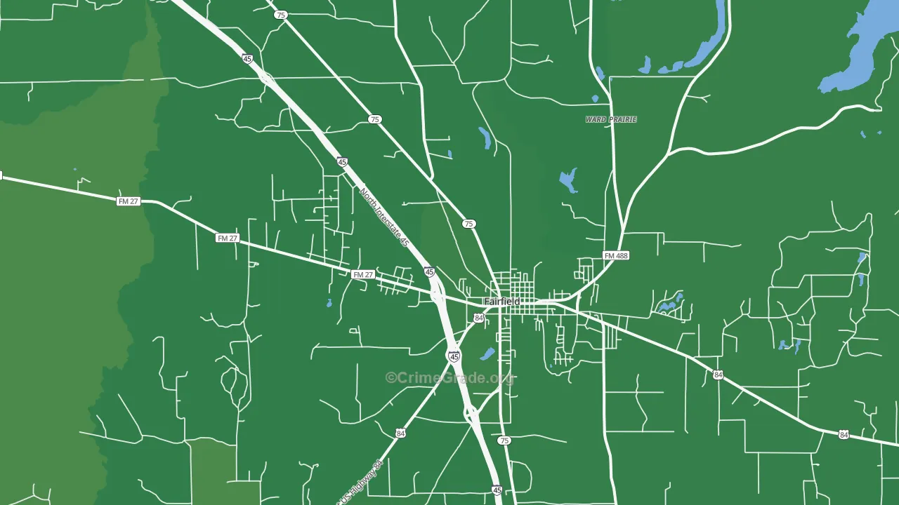 Ward Prairie, TX Map of Vehicle Theft Rates