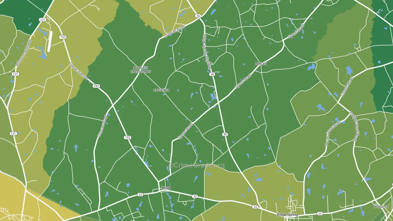 Ward, SC Map of Vehicle Theft Rates