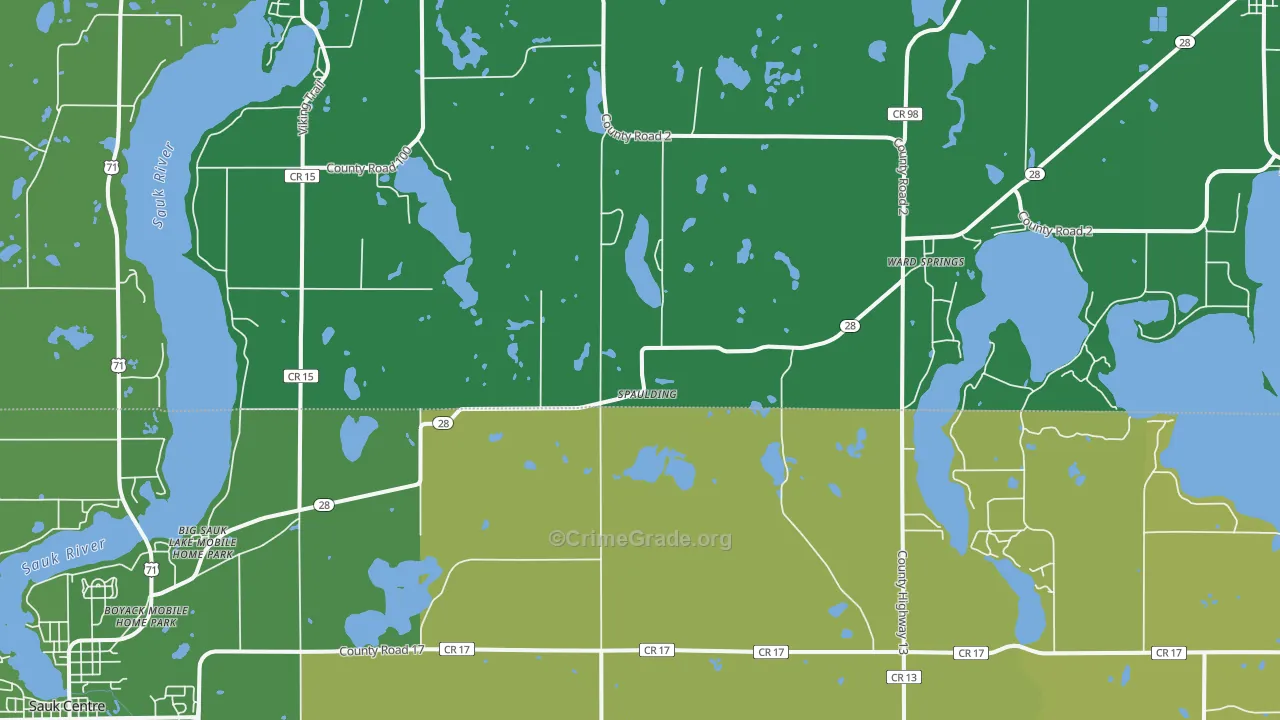 Ward Springs, MN Map of Vehicle Theft Rates