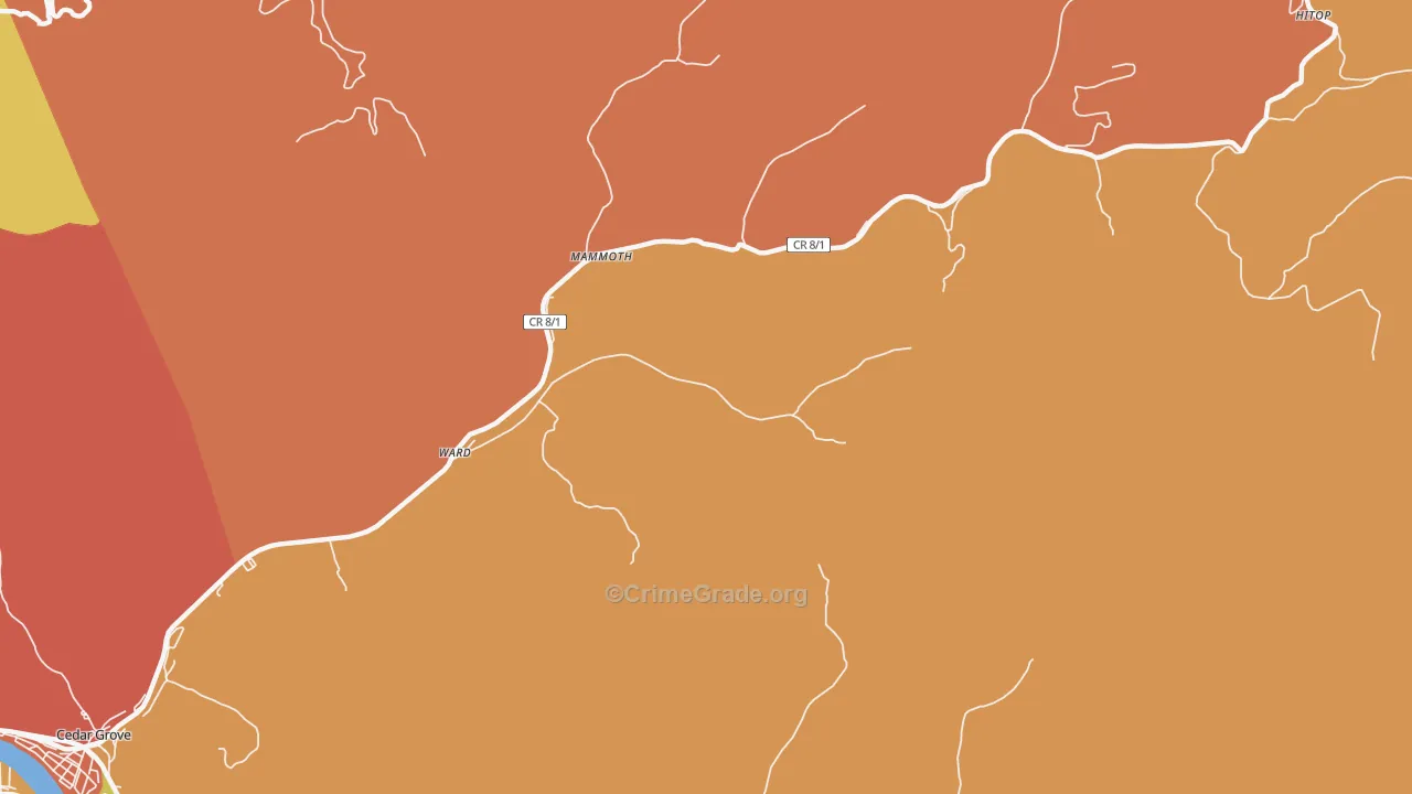 Ward, WV Map of Vehicle Theft Rates