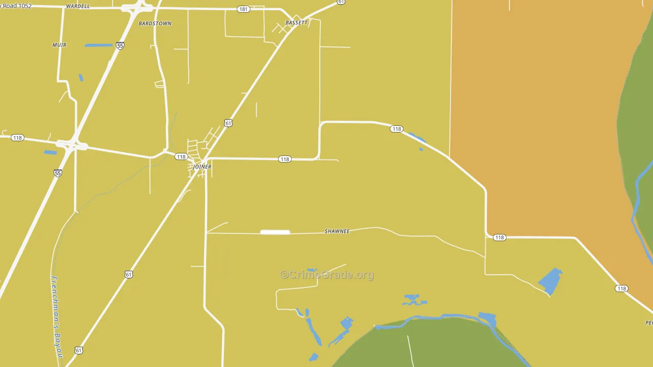 Wardell, AR Map of Vehicle Theft Rates