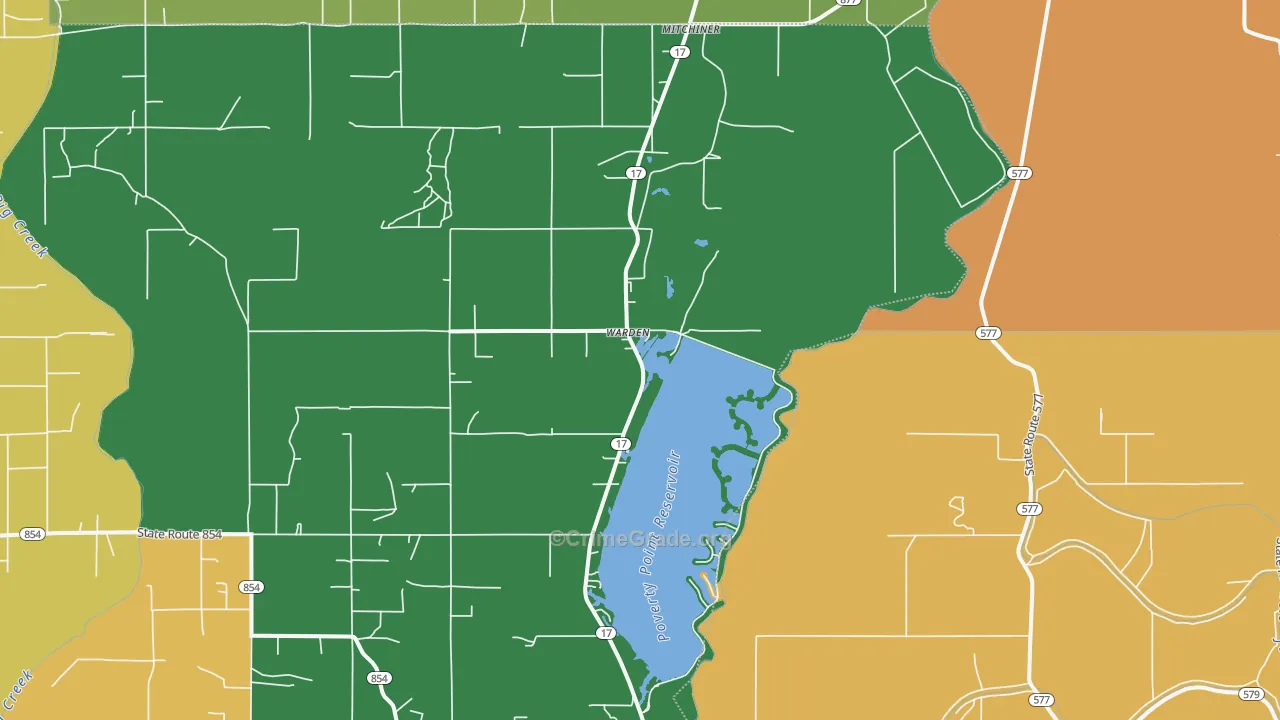 Warden, LA Map of Vehicle Theft Rates