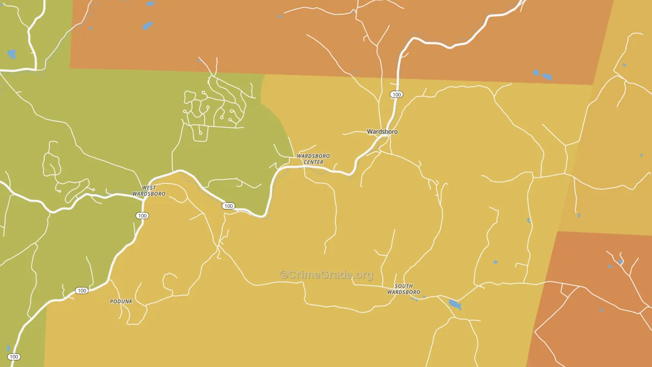 Wardsboro, VT Map of Vehicle Theft Rates