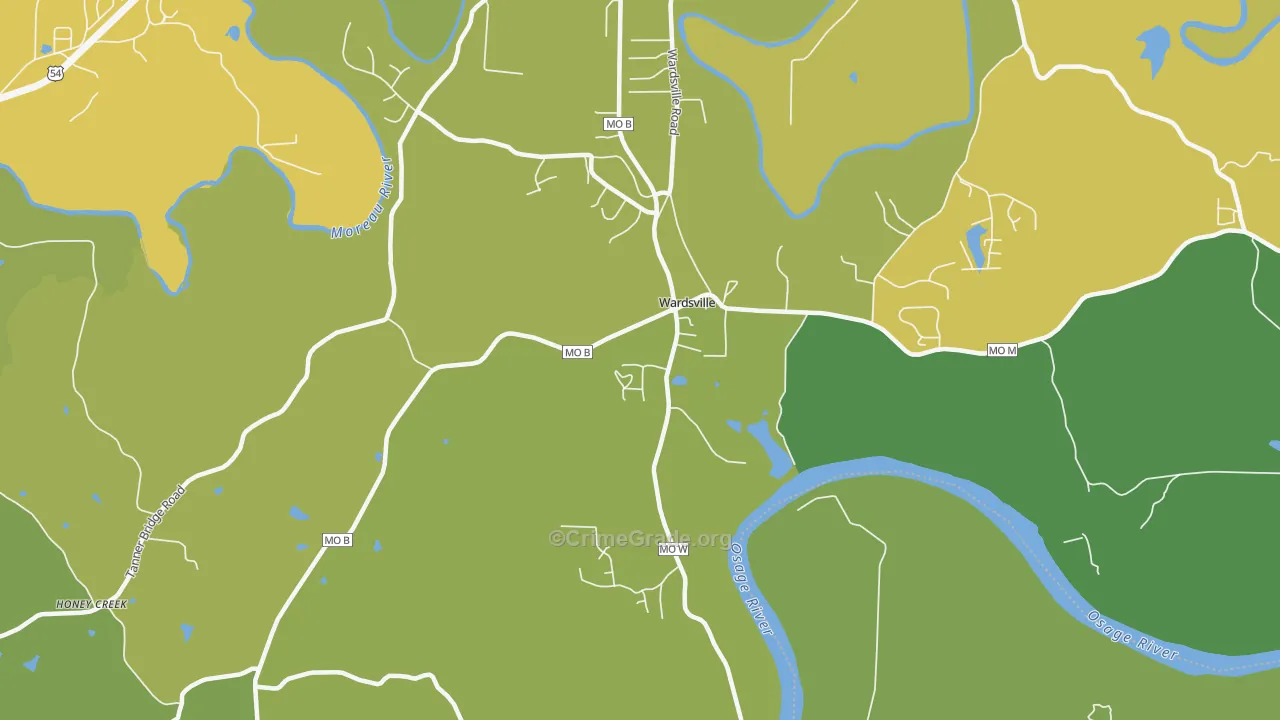 Wardsville, MO Map of Vehicle Theft Rates