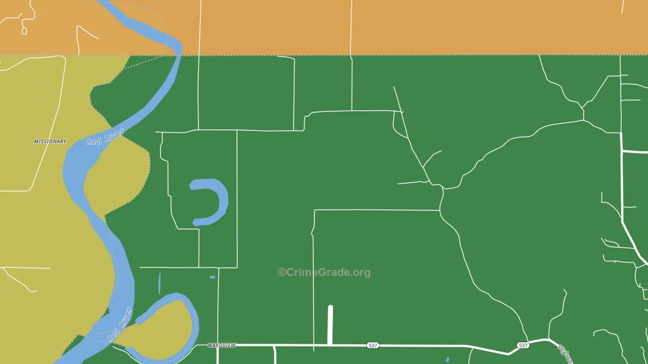 Wardview, LA Map of Vehicle Theft Rates