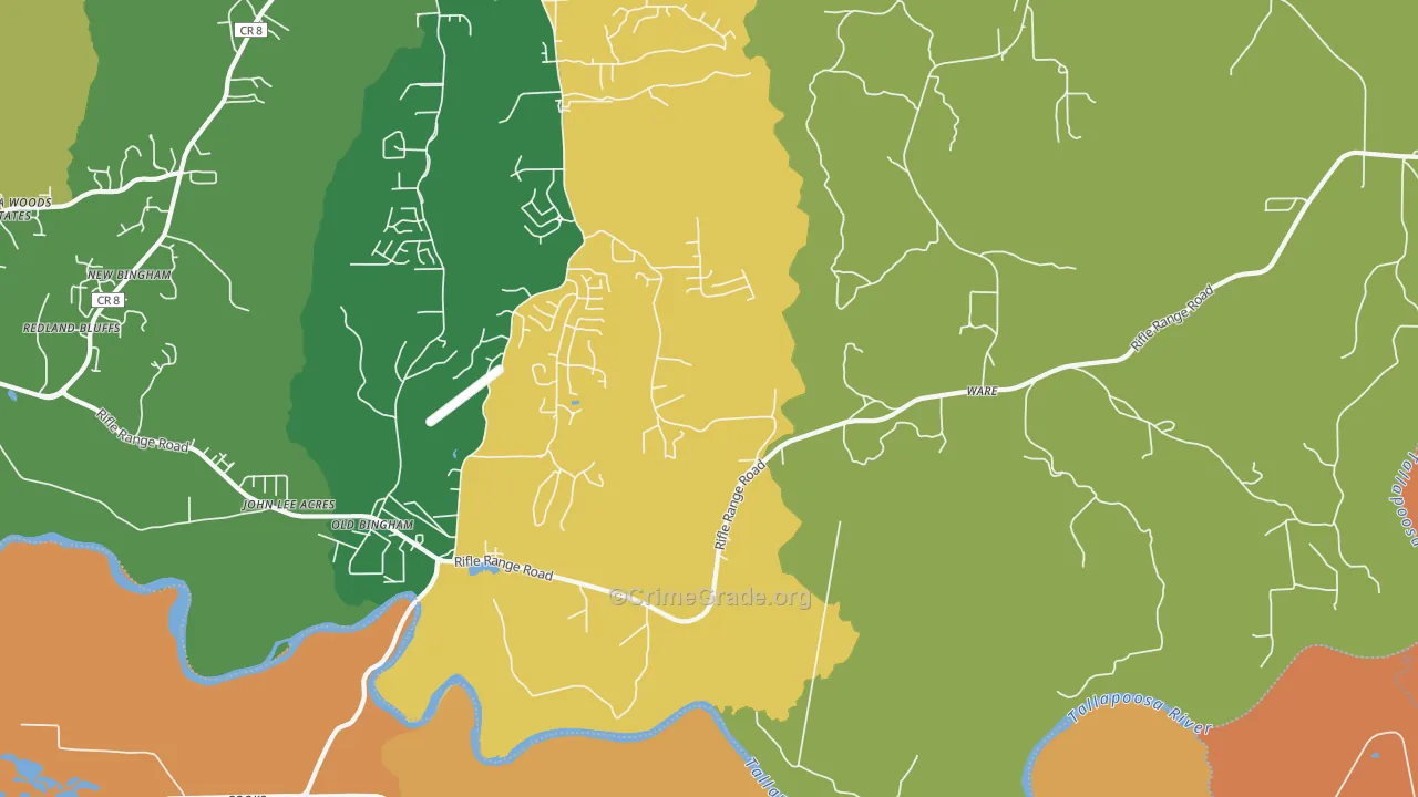 Ware, AL Map of Vehicle Theft Rates