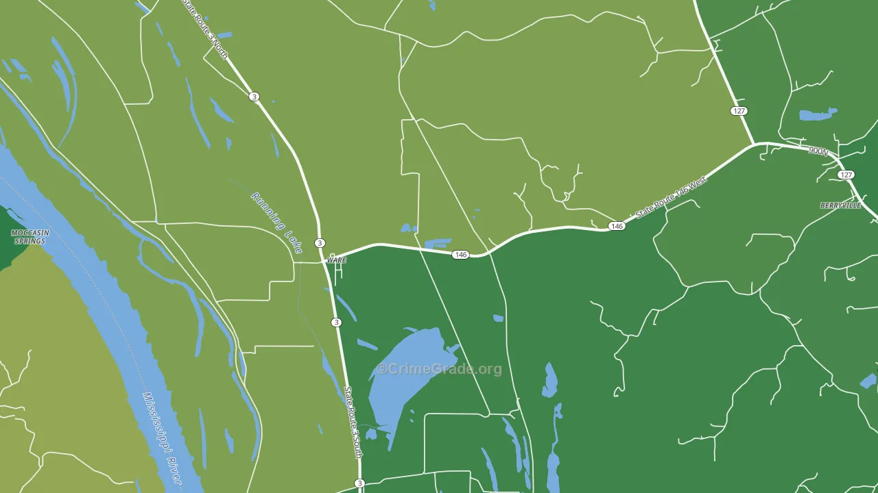 Ware, IL Map of Vehicle Theft Rates