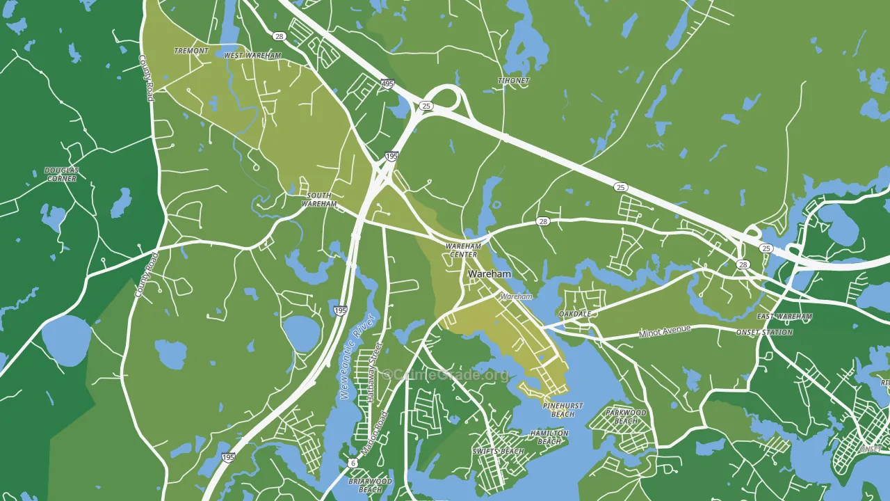 Wareham, MA Map of Vehicle Theft Rates