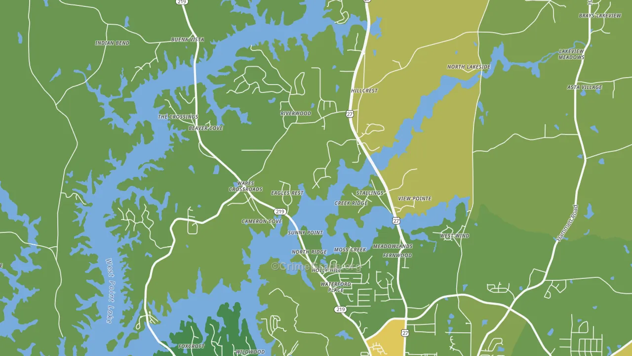 Wares Crossroads, GA Map of Vehicle Theft Rates