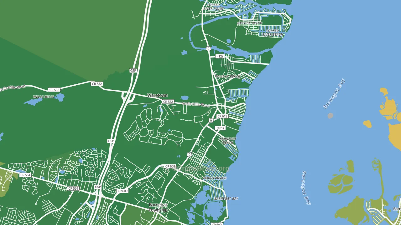 Waretown, NJ Map of Vehicle Theft Rates