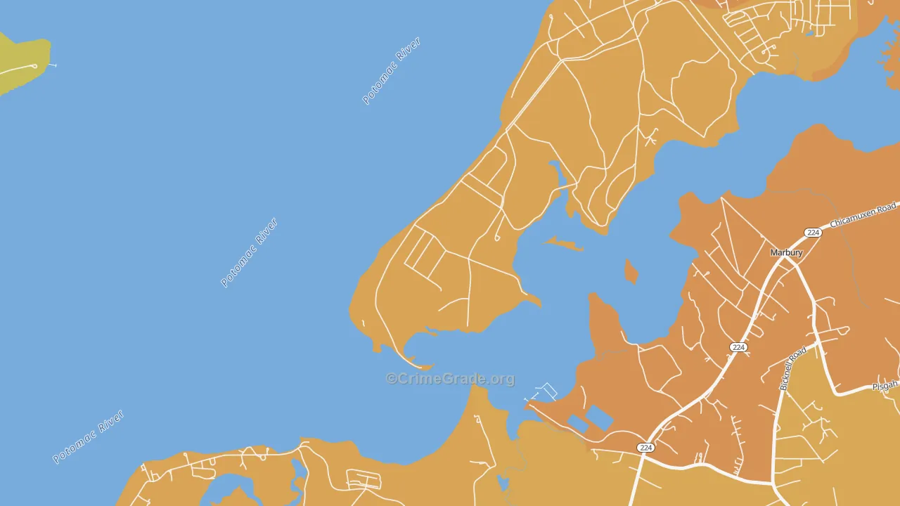 Warington Hills, MD Map of Vehicle Theft Rates