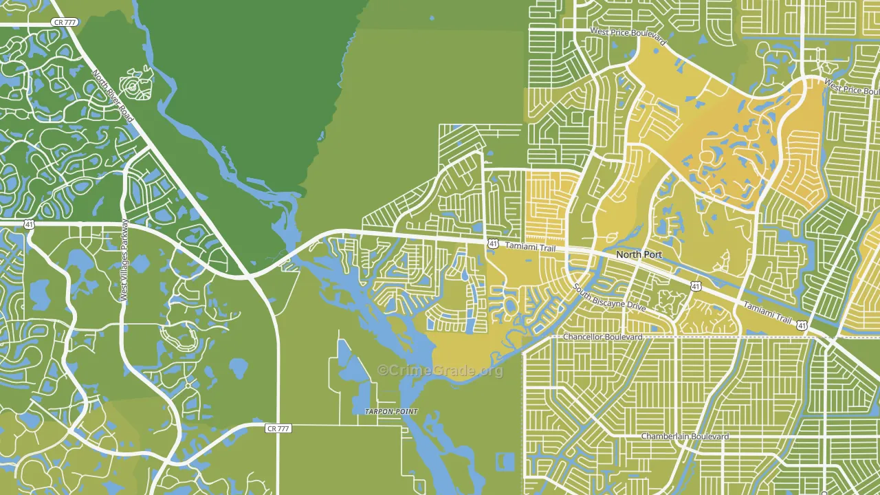 Warm Mineral Springs, FL Map of Vehicle Theft Rates