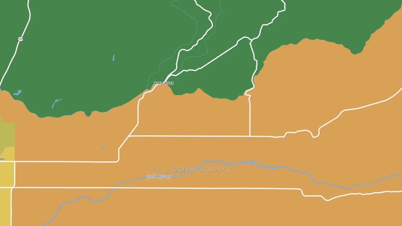 Warm River, ID Map of Vehicle Theft Rates