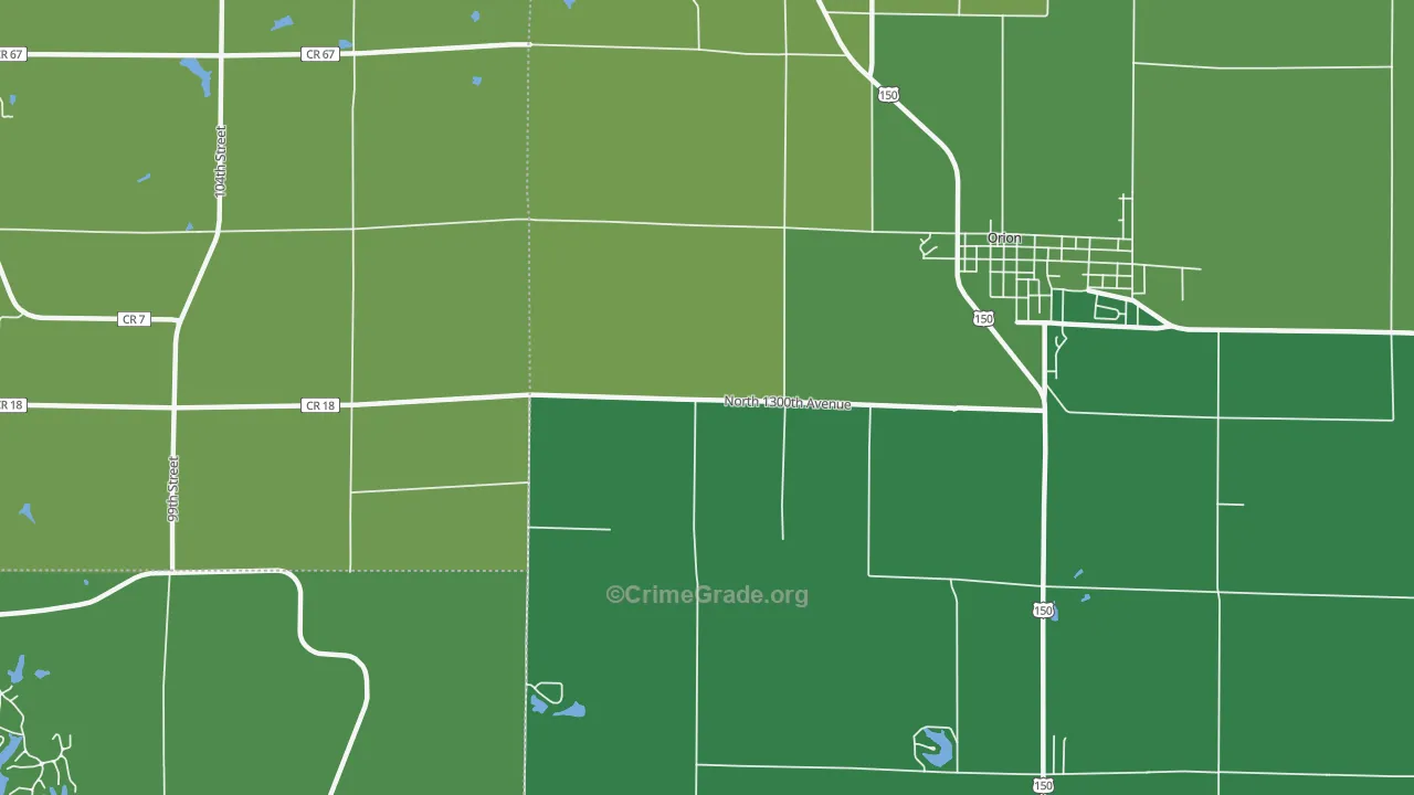 Warner, IL Map of Vehicle Theft Rates