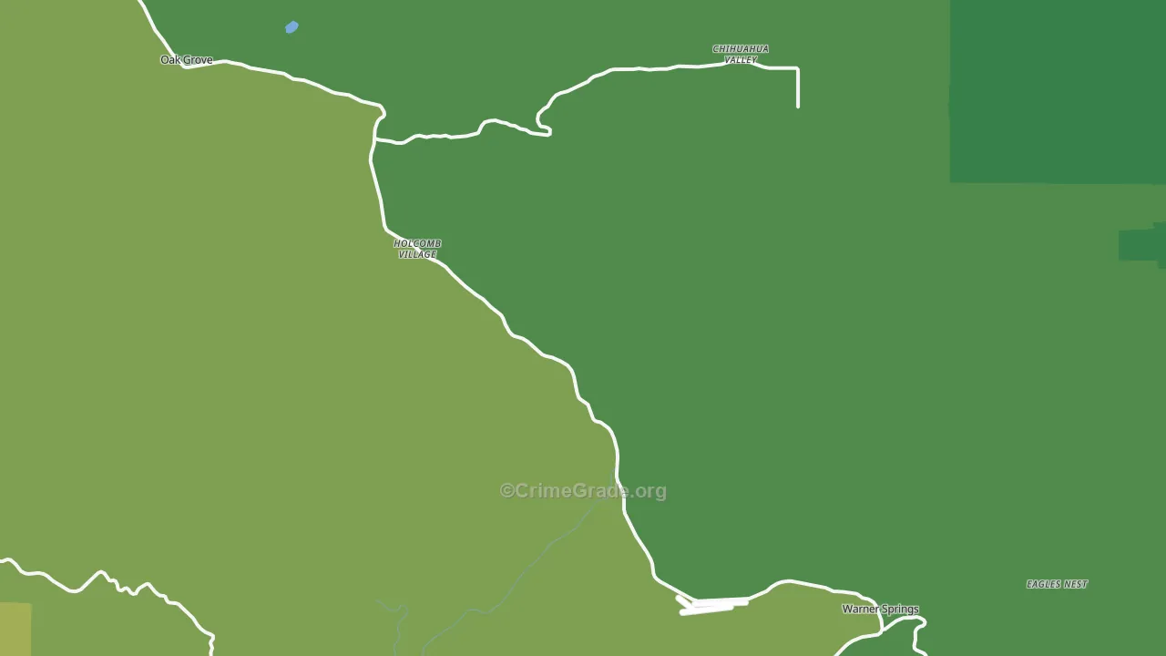 Warner Springs, CA Map of Vehicle Theft Rates