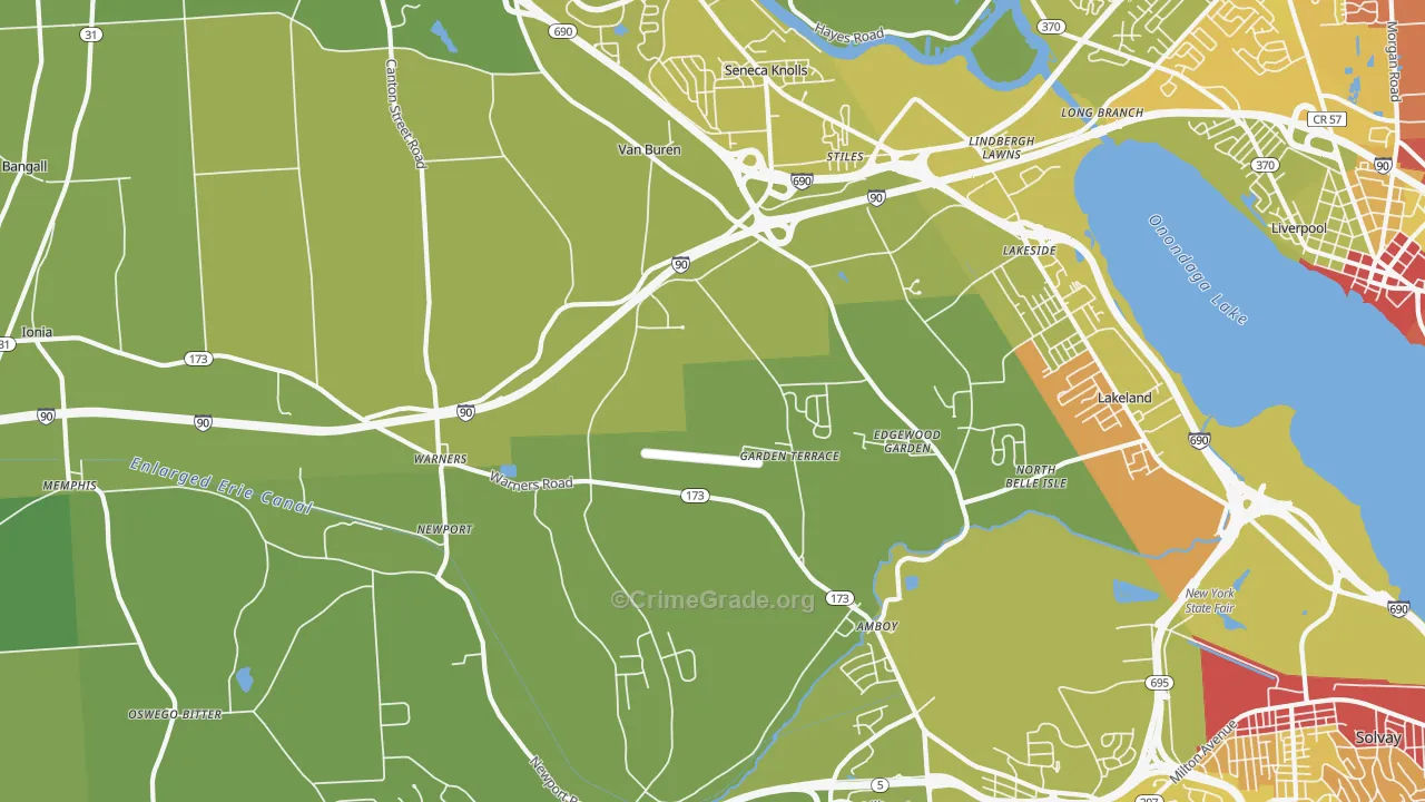 Warners, NY Map of Vehicle Theft Rates