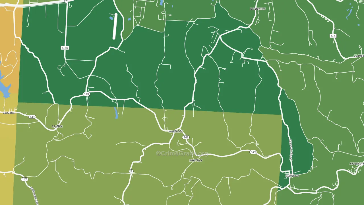 Warnock, OH Map of Vehicle Theft Rates