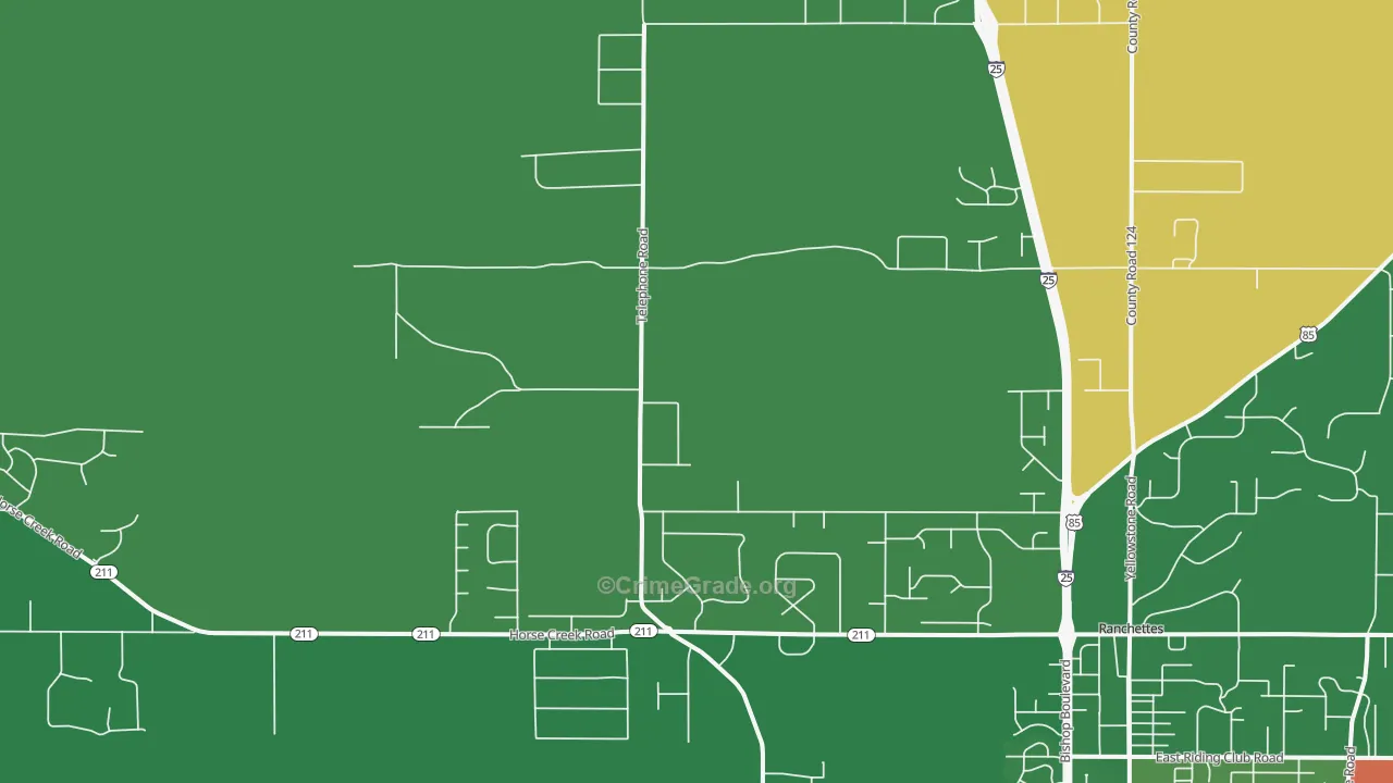 Warren Air Force Base, WY Map of Vehicle Theft Rates