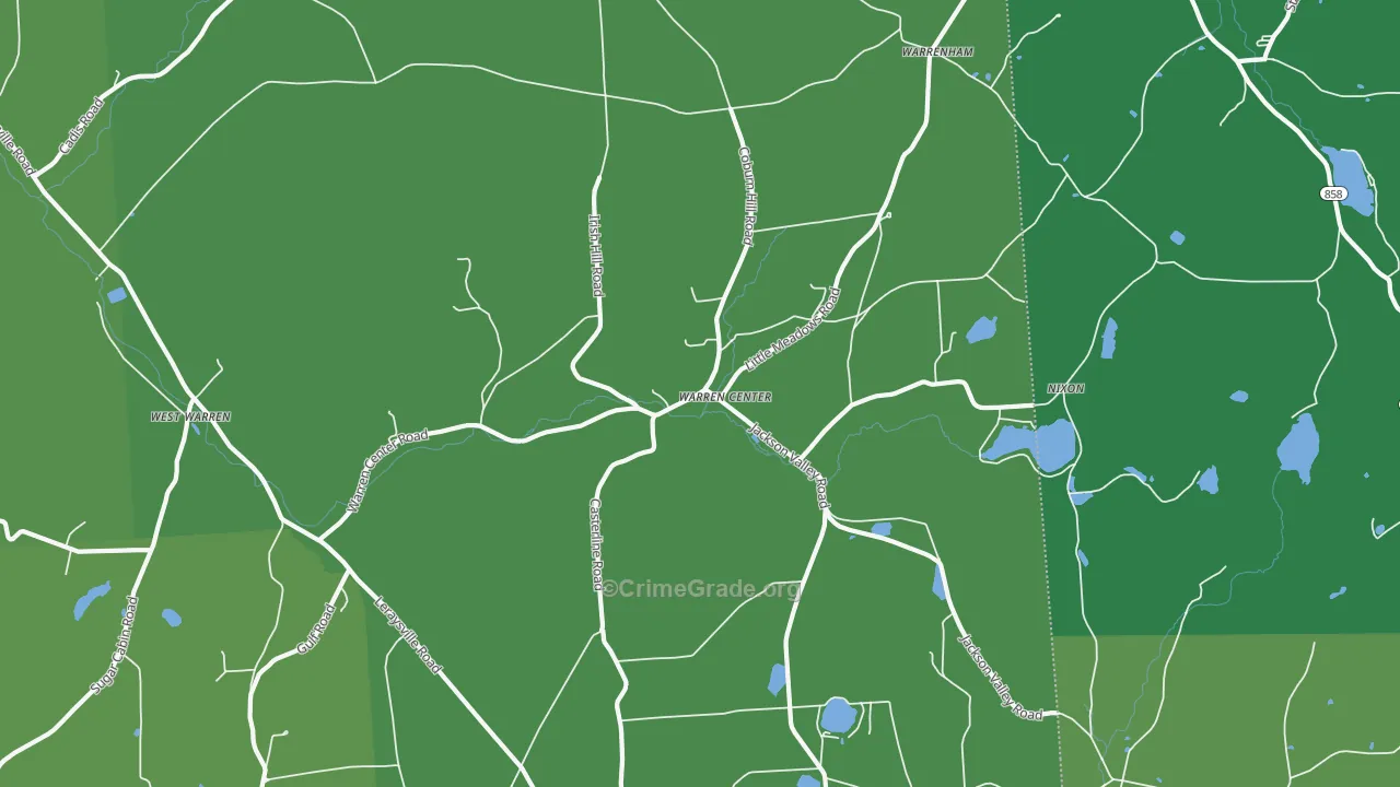 Warren Center, PA Map of Vehicle Theft Rates