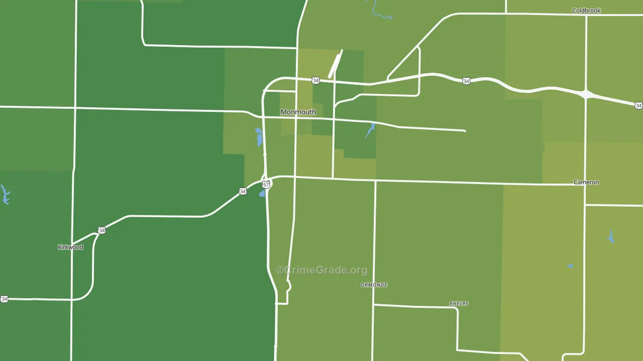 Warren County, IL Map of Vehicle Theft Rates