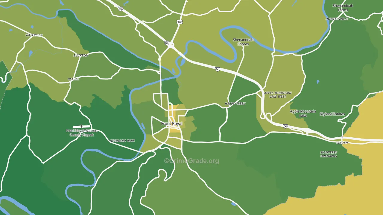 Warren County, VA Map of Vehicle Theft Rates