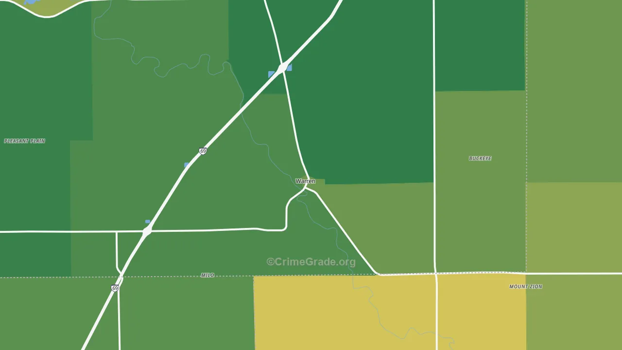 Warren, IN Map of Vehicle Theft Rates