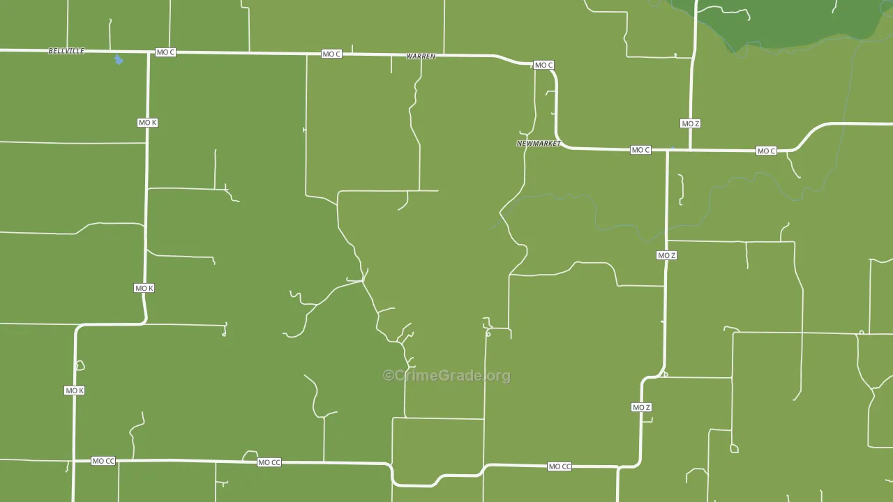 Warren, MO Map of Vehicle Theft Rates