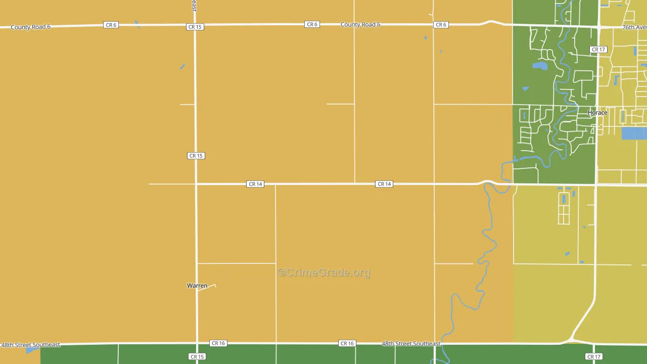 Warren, ND Map of Vehicle Theft Rates
